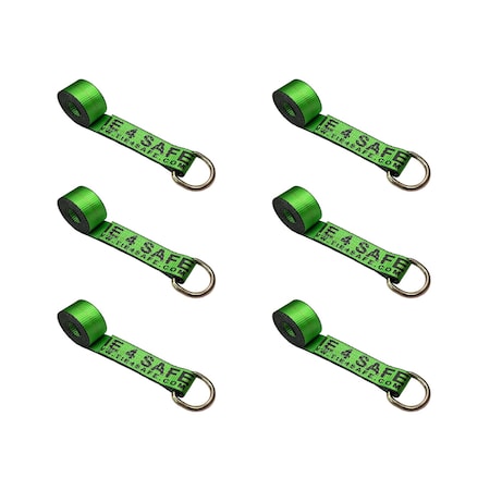 Tie 4 Safe 2" x 10' Lasso Strap w/ D Ring Auto Tie Down Wheel Lift Tow Truck Trailer Green, 6PK TWS21-510-W27-GR-C-6